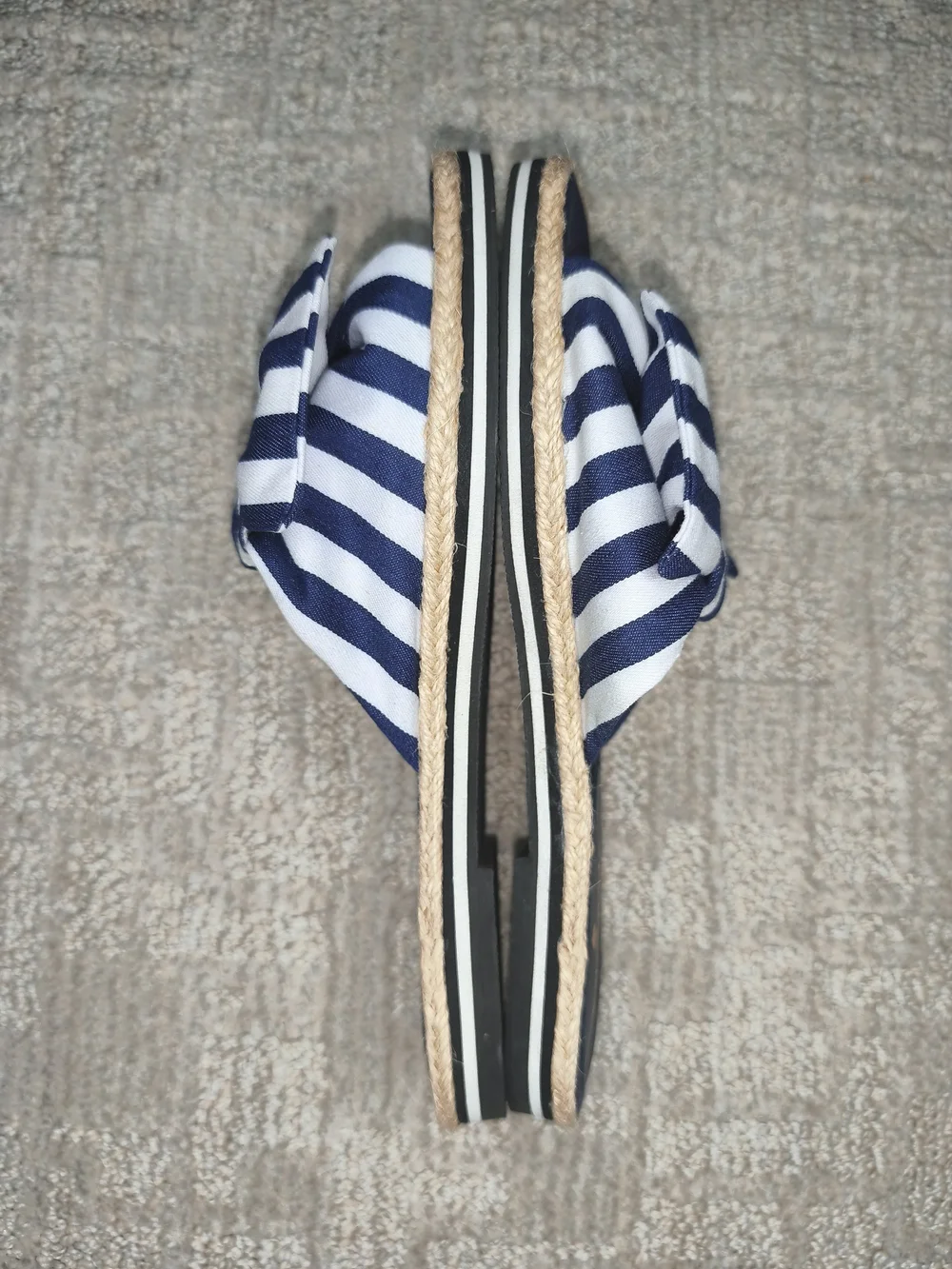 Kate Spade New York Caliana Stripe Slide Sandals Blue White Bow Mule Shoes Sz7,5